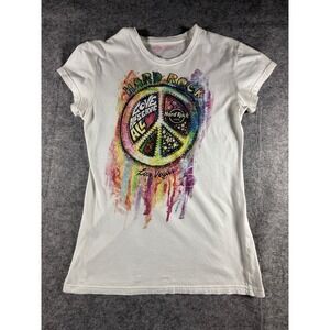 Hard Rock Cafe Las Vegas Peace Sign White Graphic T-Shirt XL Short Sleeve